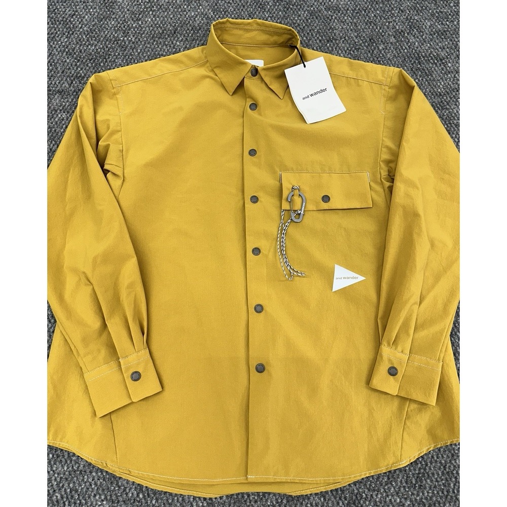 And Wander Z1 Dry Breathable Shirt Men's Small Yellow Snap Button Long Sleeve